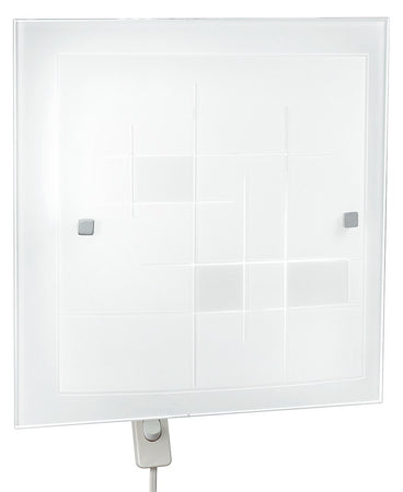 Plafoniera Bianca Vetro Quadrata decoro Quadri Classica Soffitto Parete E27