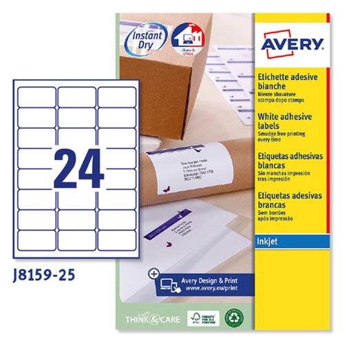 Etichetta Adesiva J8159 Bianca 25Fg A4 63,5X33,9Mm (24Et/Fg Inkjet Avery