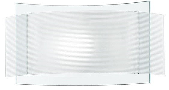 Applique Doppio Vetro Trasparente e Bianco Rigato Lampada da Parete Moderna Interno E27