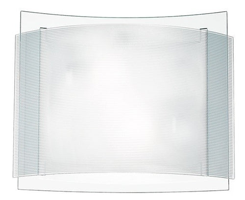 Plafoniera Moderna Doppio Vetro Trasparente e Bianco Rigato Interno E27