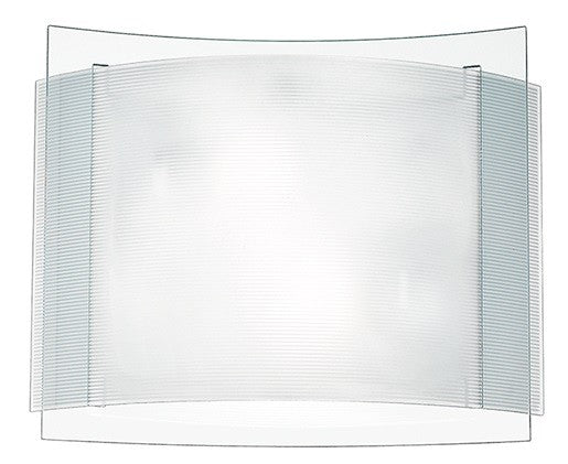 Plafoniera Moderna Doppio Vetro Trasparente e Bianco Rigato Interno E27