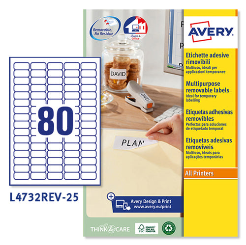 Etichetta Adesiva L4732Rev Bianca Rimovibili 25Fg A435,6X16,9 (80Et/Fg Laser