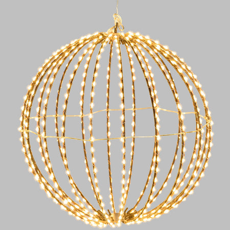 Sfera luminosa filo ramato con microled bianco caldo per esterno decorazione natalizia