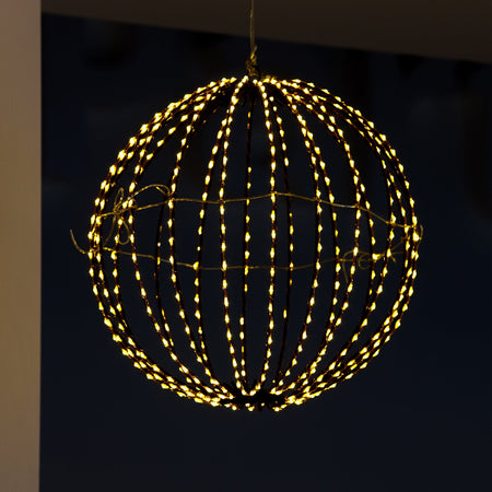 Sfera luminosa filo ramato con microled bianco caldo per esterno decorazione natalizia