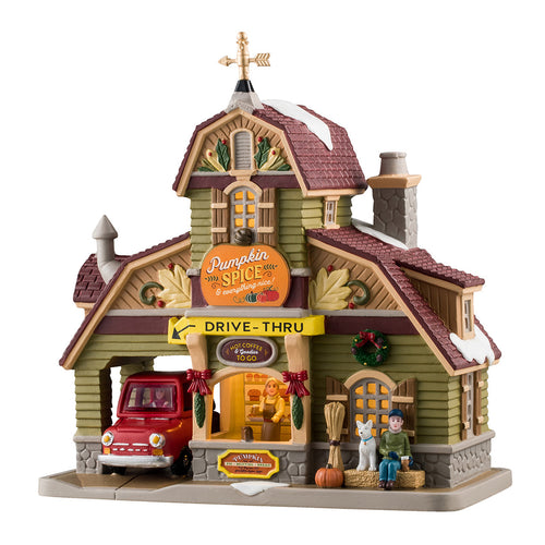 Edificio per villaggio di Natale Pumpkin Spice & Everything Nice Coffee Shop in porcellana