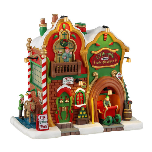 Edificio per villaggio di Natale Il negozio di slitte di Li'l Murph in resina