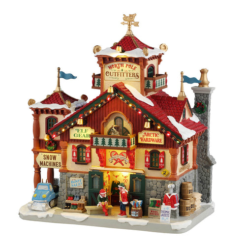 Edificio per villaggio di Natale North Pole Outfitters in Resina