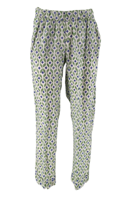 WHYCI Pantaloni Verde/bianco/viola da donna