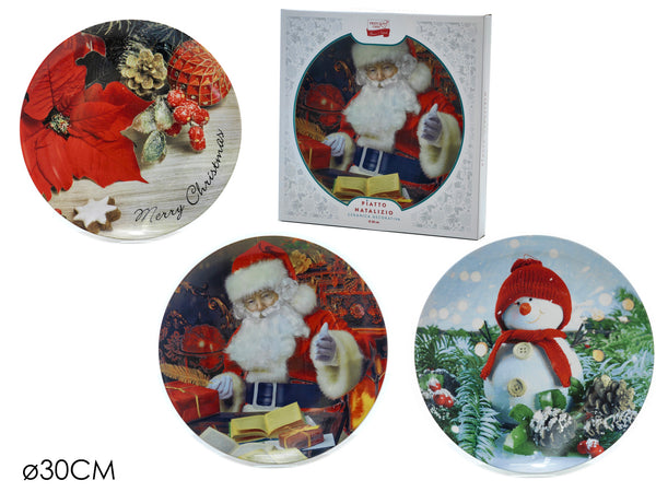 Piatto Decorativo Natalizio 30cm 3 Assortimenti
