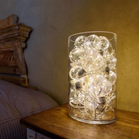 Catena luminosa con 10 lampade microled in filo metallico decorazioni natalizie da esterno