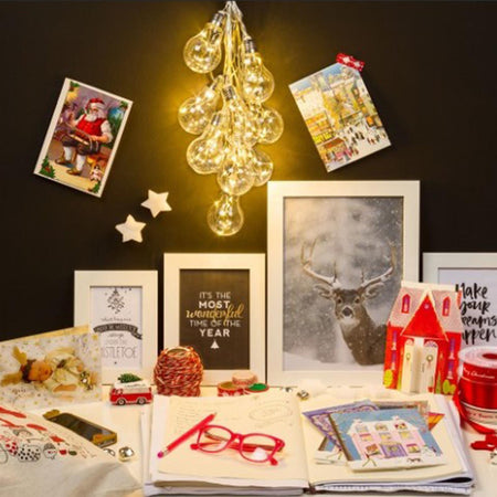 Catena luminosa con 10 lampade microled in filo metallico decorazioni natalizie da esterno