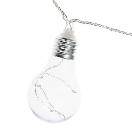 Catena luminosa con 10 lampade microled in filo metallico decorazioni natalizie da esterno