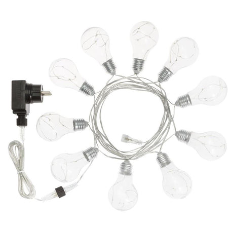 Catena luminosa con 10 lampade microled in filo metallico decorazioni natalizie da esterno