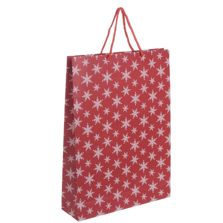 Busta per pacco regalo con decorazioni natalizie e manici in nylon