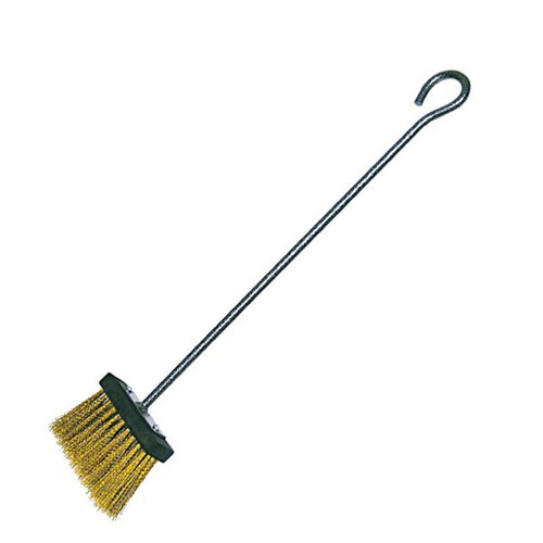SCOPA SPAZZOLINO PER STUFA E CAMINO H CM 55 SETOLE IN OTTONE PESANTE MANICO METALLO