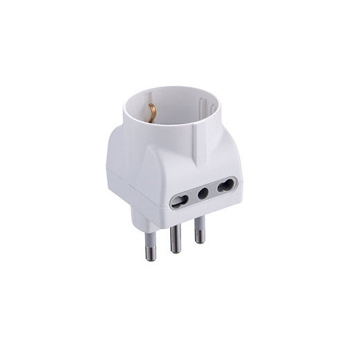 ADATTATORE TRIPLO SCHUKO/BIVALENTE 16A 2P+T prese 10/16A 2P+T Prese Spine electraline