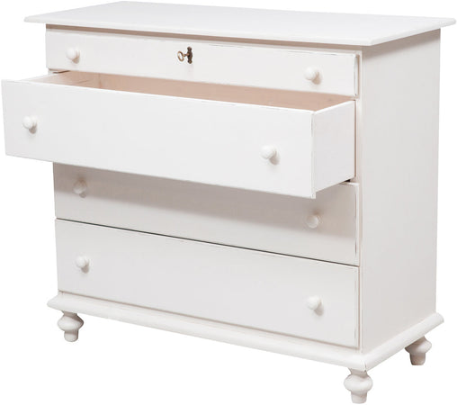 Biscottini Biscottini Comò Shabby Chic legno massello tiglio bianco anticato 114x49x99