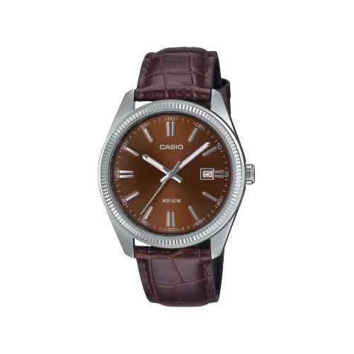 Orologio casio mtp 1302pl 5avef standard silver e brown