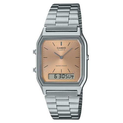 Orologio casio aq 230a 4amqyes vintage silver e bronze