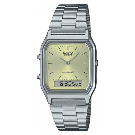 Orologio casio aq 230a 9amqyes vintage silver e yellow