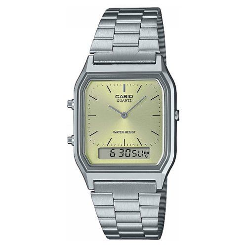 Orologio casio aq 230a 9amqyes vintage silver e yellow