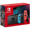 Console Nintendo Switch con una gioia rossa neon e un gioia blu neon