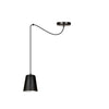 Sospensione 1 Luce Link In Acciaio Nero Cavo Lungo E Paralume Cono Nero E Bianco