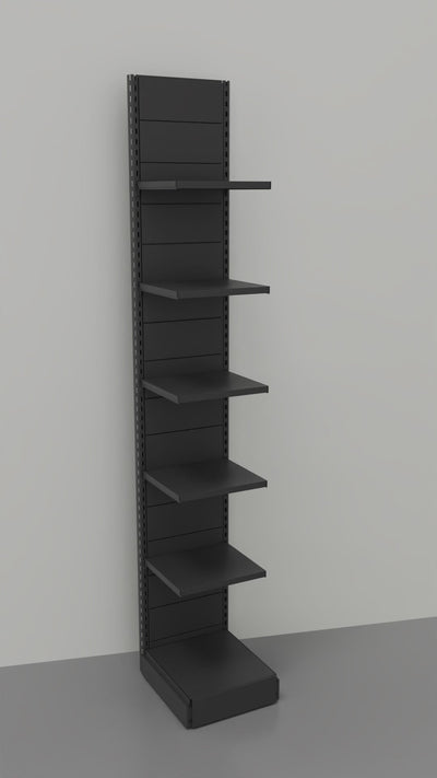 Scaffale in metallo verniciato nero ghisa con piani regolabili da negozio cm. 45x50x300h