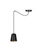 Sospensione 1 Luce Link In Acciaio Nero Cavo Lungo E Paralume Cono Nero E Oro