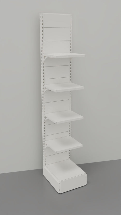 Scaffalatura da negozio a parete in metallo verniciato con piani a mensole cm. 45x60x250h