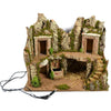 Scenario vuoto per presepe con grotta e fontana in legno e sughero 57 cm