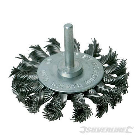 Spazzola rotante in acciaio a filo ritorto per trapani 75mm Silverline - Eternal Brico