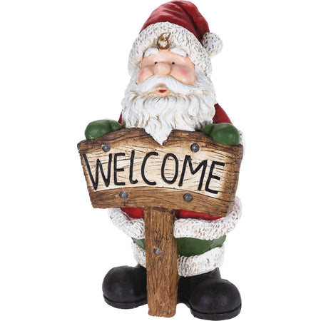 Babbo natale in poli-resina h 73 cm decorazione natalizia con led e musica