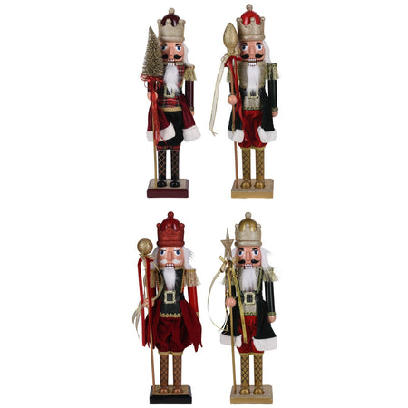 Soldatino schiaccianoci natalizio con bocca in movimento e vestito in velluto h 60 cm