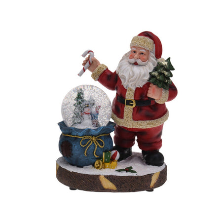 Ampolla con babbo natale, palla di neve natalizia h 30 cm con carillon e Led
