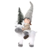 Bimbo con cappello in pelliccia su renna decorazione natalizia in poliresina h 60 cm