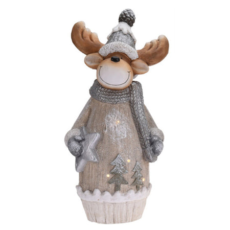 Statuina Natalizia in poliresina decorazione natalizia con led h 60 cm