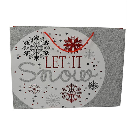 Busta per pacco regalo con decorazioni natalizie e manici in nylon h 40 cm