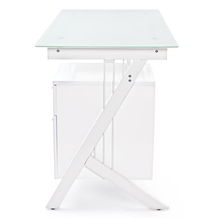 Scrivania "Scarlett" con cassettiera per computer, porta pc da ufficio e cameretta in vetro