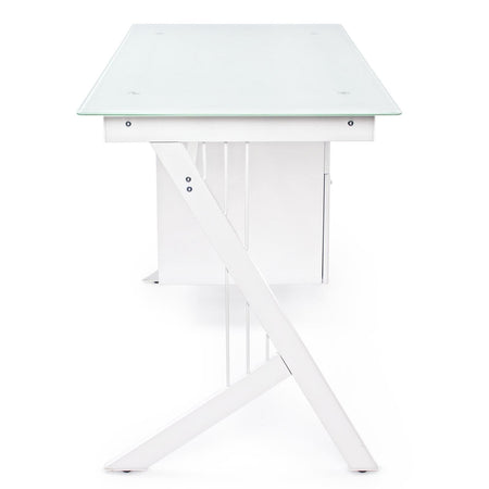 Scrivania "Scarlett" con cassettiera per computer, porta pc da ufficio e cameretta in vetro