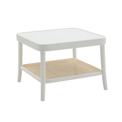 MOBILI 2G - Tavolino quadrato contemporaneo legno paglia bianco 60X60X43
