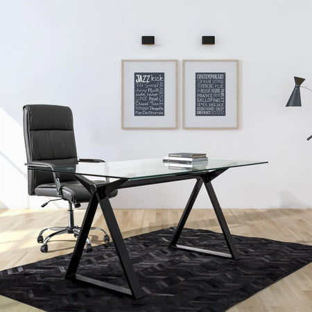 Scrivania moderna "Job" porta pc da ufficio e cameretta in vetro 150 cm