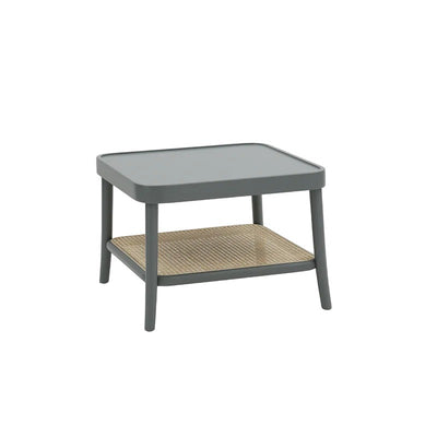 MOBILI 2G - Tavolino quadrato contemporaneo legno paglia grigio 60X60X43