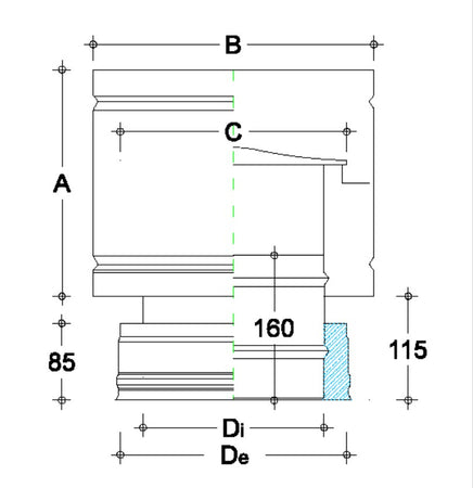 Fumaiolo da 250-300mm terminale tipo botte 4 venti inox AISI 304 base tonda doppia parete