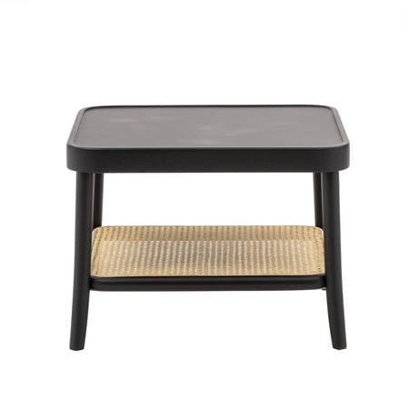 MOBILI 2G - Tavolino quadrato contemporaneo legno paglia nero 60X60X43