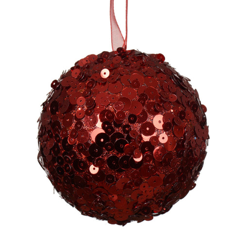 Palline per albero di Natale decorato, colore rosso con paillettes , da Ø 8 cm, 12 pezzi