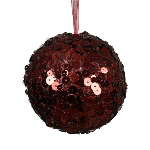 Palline per albero di Natale decorato, colore rosso scuro con paillettes , da Ø 8 cm, 12 pezzi