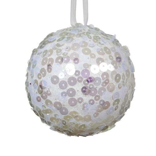 Palline per albero di Natale decorato, colore bianco con paillettes , da Ø 8 cm, 12 pezzi