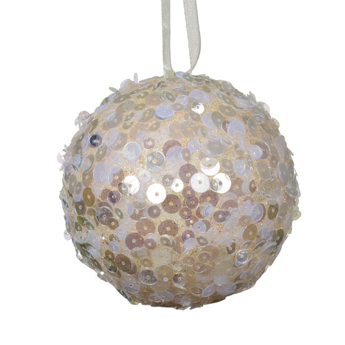 Palline per albero di Natale decorato, colore perla con paillettes , da Ø 8 cm, 12 pezzi