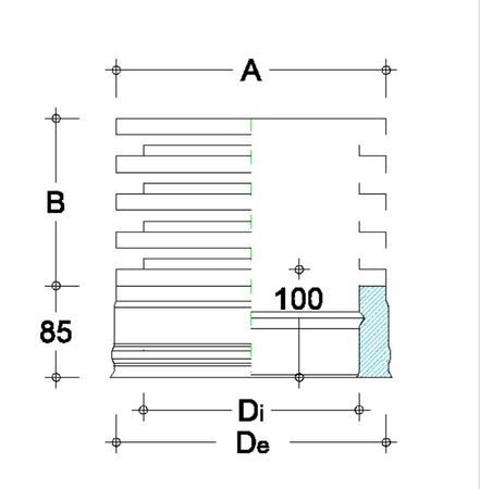Fumaiolo da 80-130mm tipo Zara di acciaio inox AISI 304 base tonda doppia parete